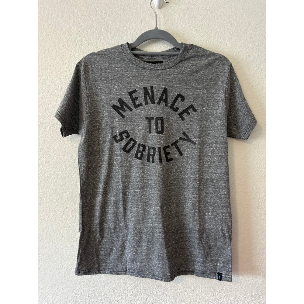 Buy Me Brunch Menace To Sobriety Heather‎ Gray Graphic T-Shirt SZ Medium